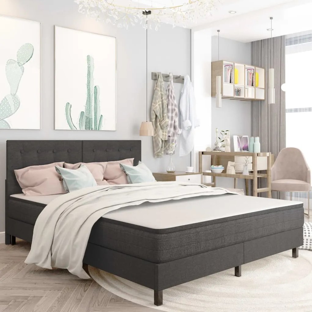 Letto A Molle Grigio Scuro İn Tessuto 160x200 Cm /