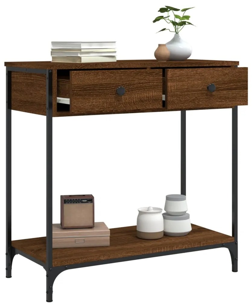 Tavolino consolle rovere marrone 75x34,5x75cm legno multistrato
