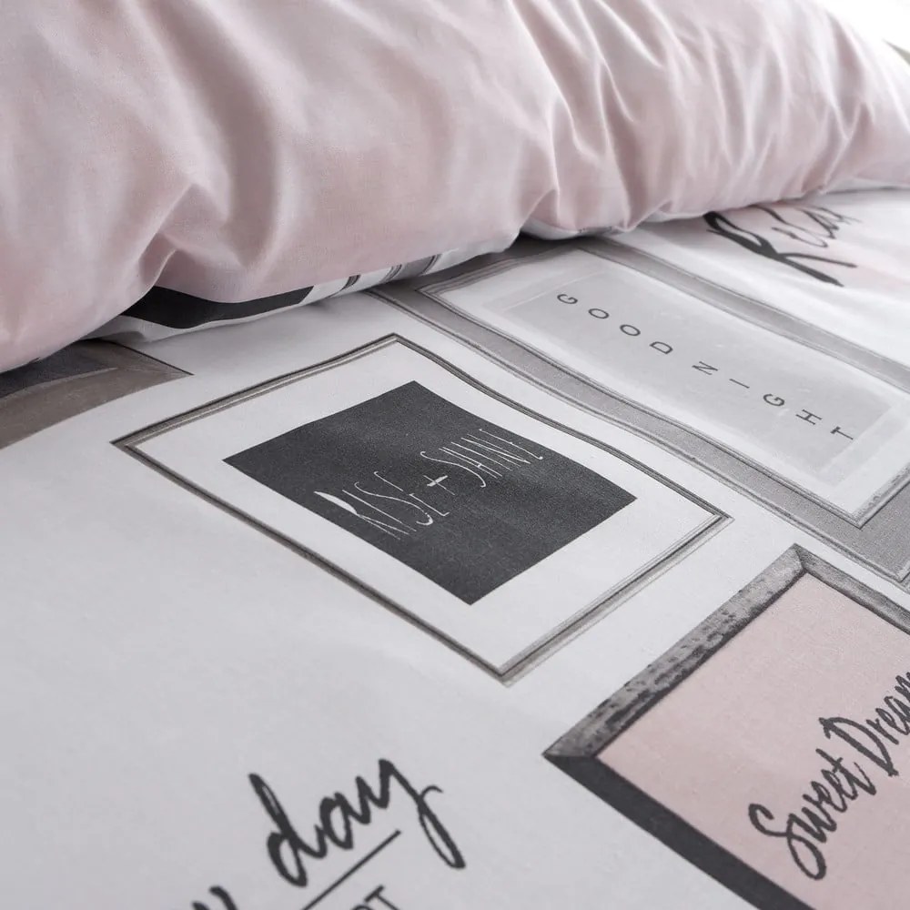 Set copripiumino e federa bianco e rosa per letto matrimoniale e per letto esteso 230x220 cm Sleep Dreams – Catherine Lansfield