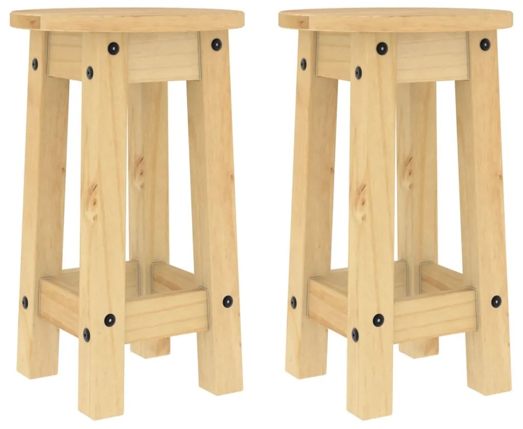 Sgabelli da bar 2 pz in legno massello di pino