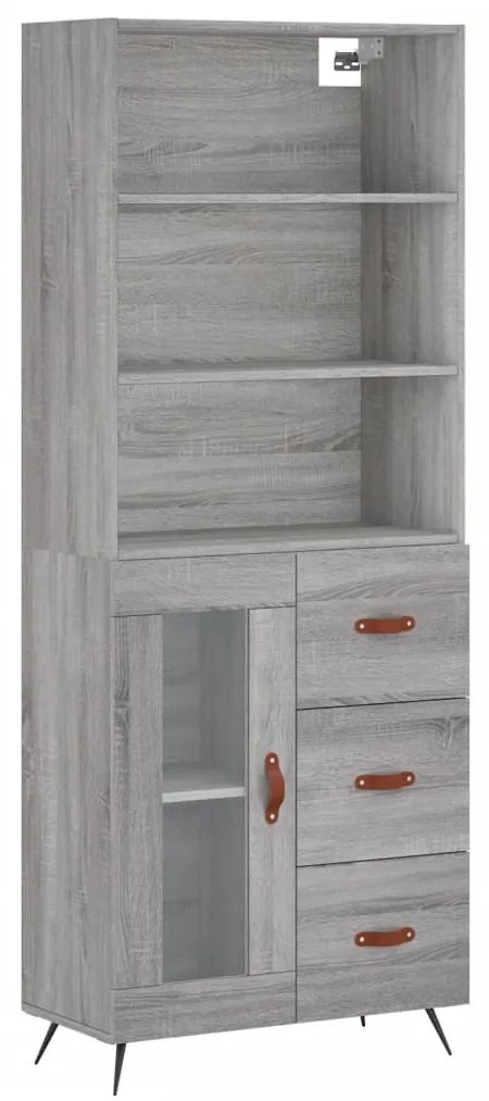 Credenza grigio sonoma 69,5x34x180 cm in legno multistrato