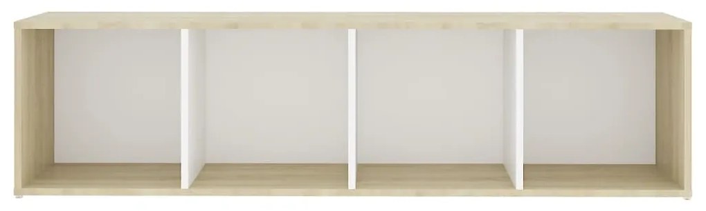 Mobile tv bianco e rovere sonoma 142,5x35x36,5 cm multistrato