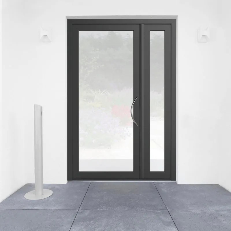 Portoncino d'ingresso Condo7 con vetro L 90 x H 210 cm in alluminio grigio, apertura spingere a sinistra