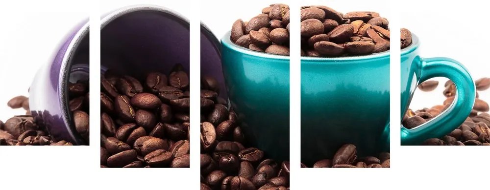 Quadri 5 pezzi – Tazze con chicchi di caffè