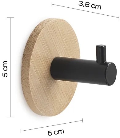 Gedy - Gancio per asciugamani autoadesivo HIMALAYA nero/bambù