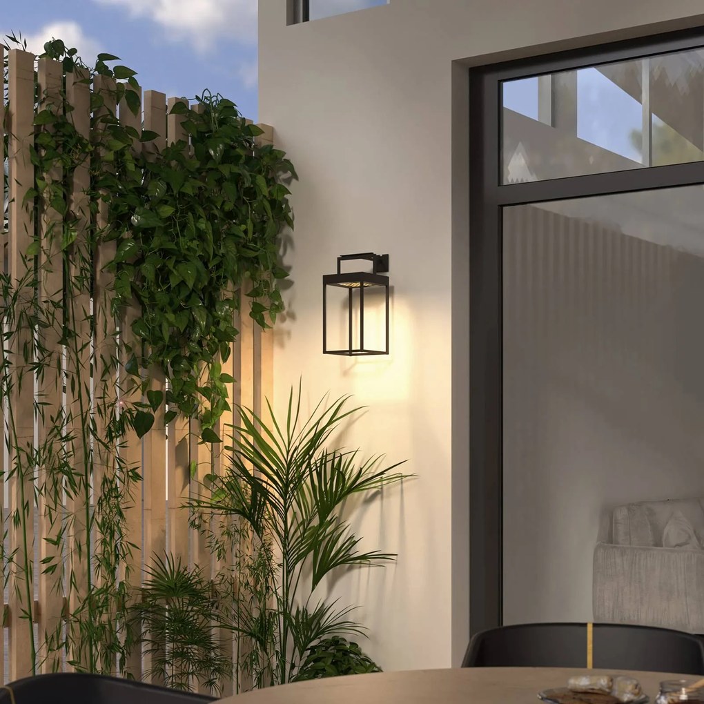 Lucande lampada LED solare Lynzy, 38 cm, nero, metallo, IP65 Lynzy Lucande, dimmerabile, Nero, Alluminio, Moderno, Lampade solari