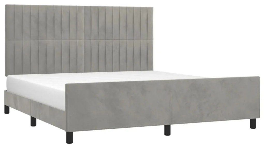 Giroletto con testiera grigio chiaro 180x200 cm in velluto