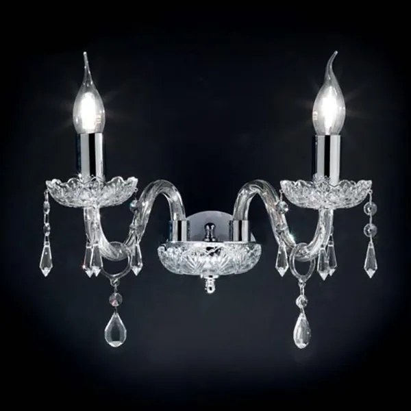 Lampadario applique 35 cm in cristallo DALLAS a 2 luci CROMO