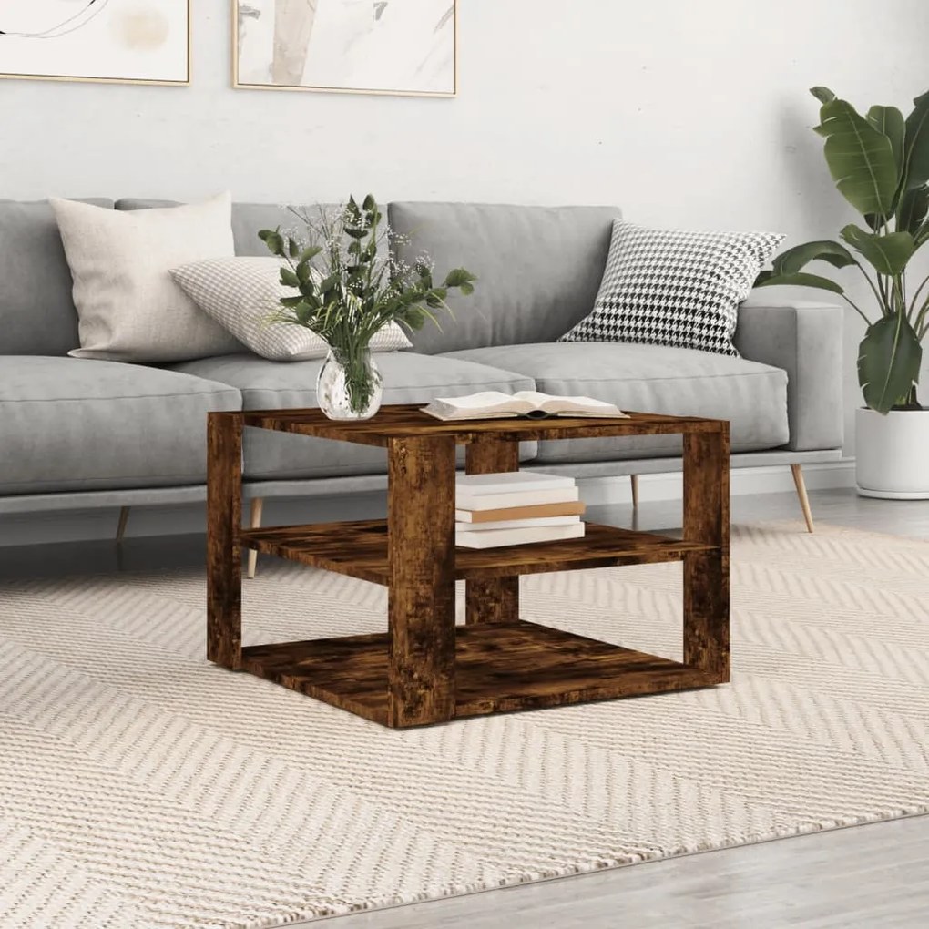Tavolino Salotto Rovere Fumo 59,5x59,5x40 Cm Legno Multistrato /