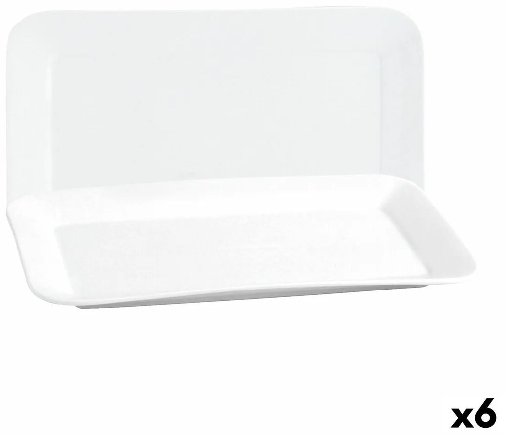 Teglia da Cucina Quid Basic Rettangolare Ceramica Bianco (35,8 x 21 cm) (6 Unità)