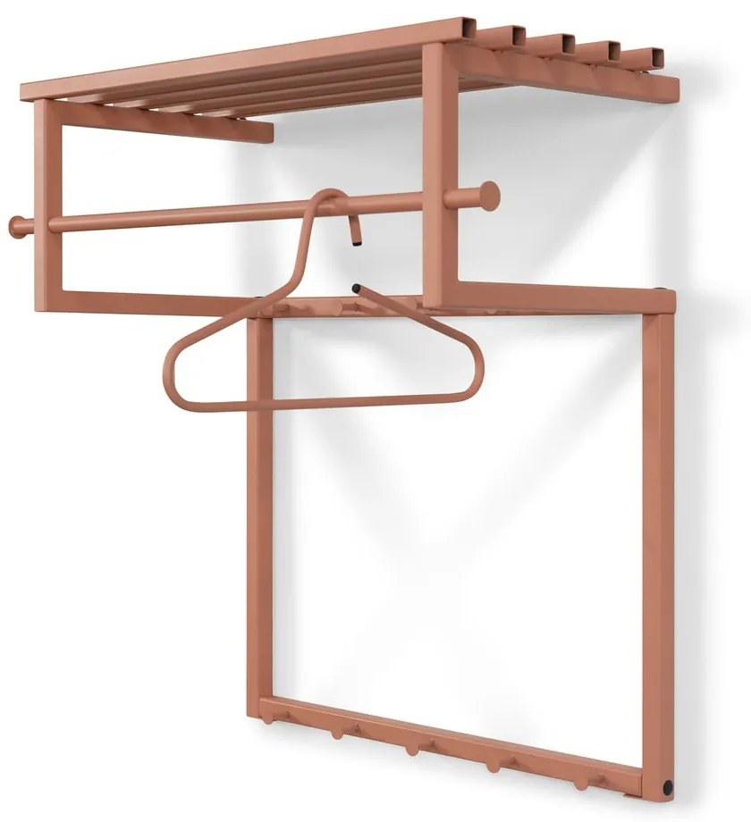 Attaccapanni da parete color salmone in metallo con scaffale 76 cm Rizzoli – Spinder Design