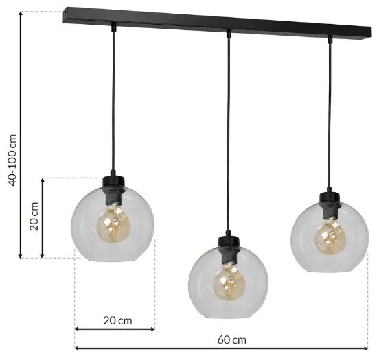 Lampadario su filo SOFIA 3xE27/60W/230V trasparente