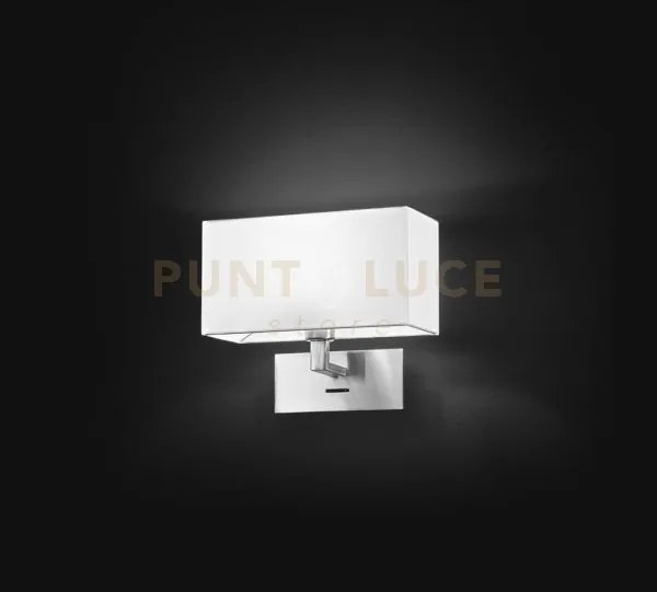 Applique cromo spazzolato paralume tessuto interruttore on e off su...