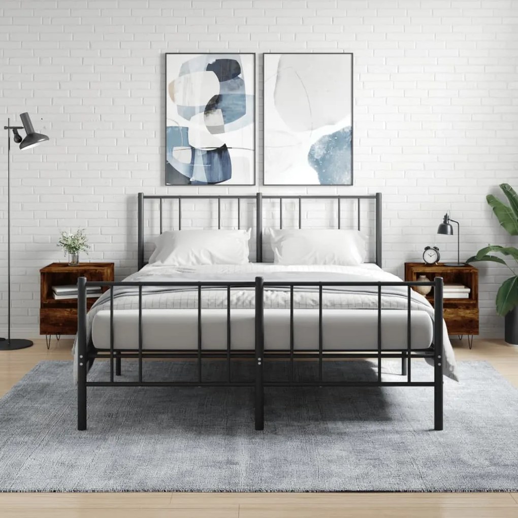 Comodini 2pz Rovere Fumo 40x35x50 Cm İn Legno Multistrato /