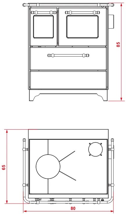 Royal Betty 3.5 New Cucina A Legna 6kw 80x65x85 Cm In Acciaio Smaltato Canna Di Fucile