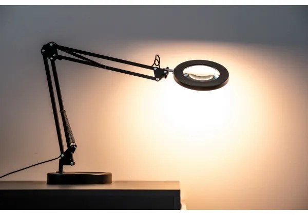 Brilagi - Lampada da tavolo LED dimmerabile con una lente d'ingrandimento LED/12W/5V 3000/4200/6000K nero