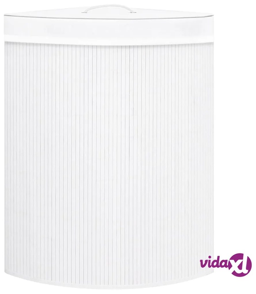 vidaXL Cesto Portabiancheria Angolare in Bambù Bianco 60 L