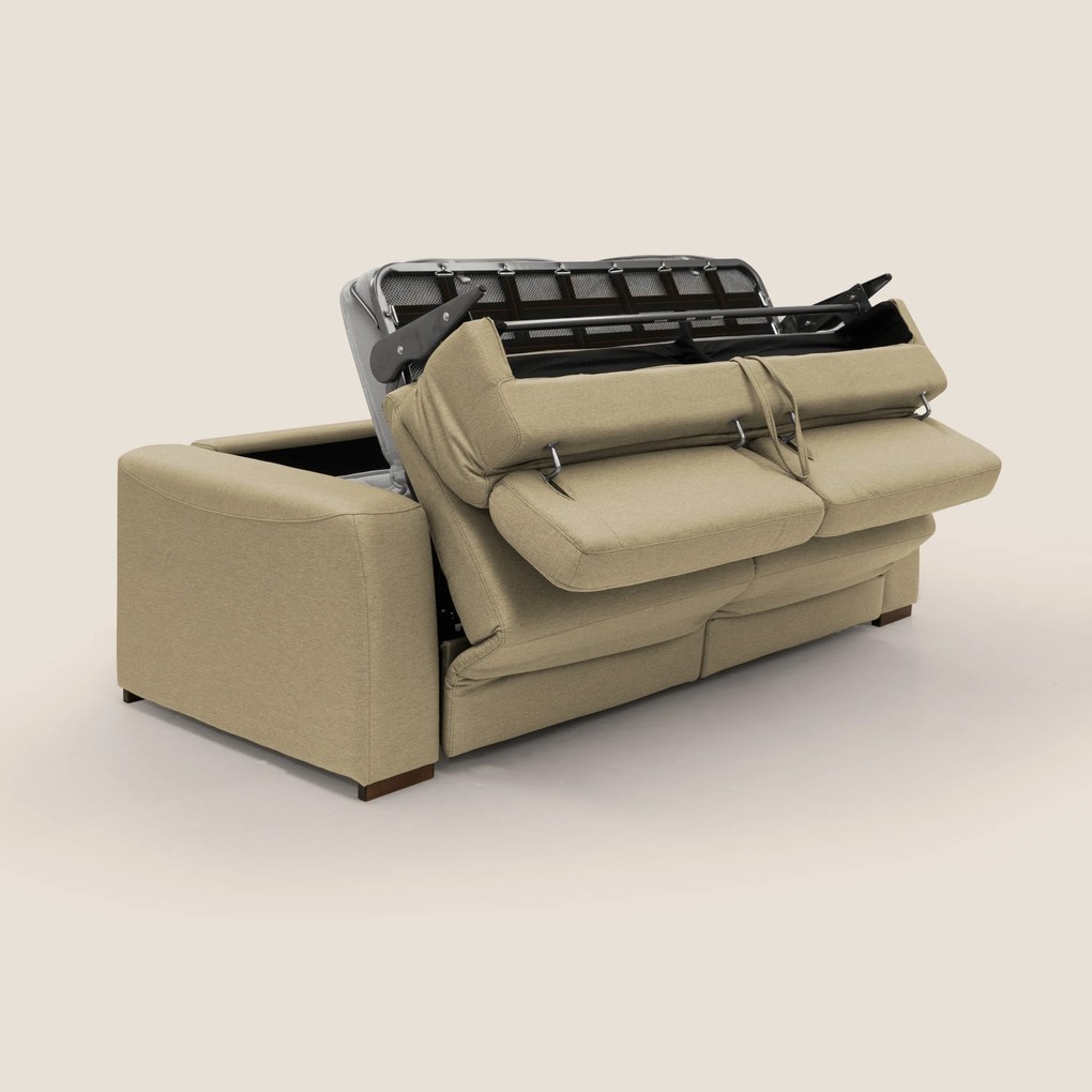 Poseidon divano letto + relax elettrico in tessuto smacchiabile impermeabile T05 cammello