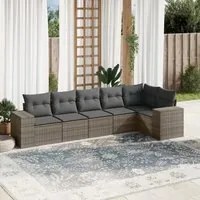 Set Divano da Giardino 6 pz con Cuscini Grigio in Polyrattan 3254927