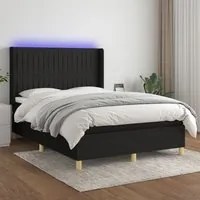 Letto a Molle con Materasso e LED Nero 140x200 cm in Tessuto 3139039