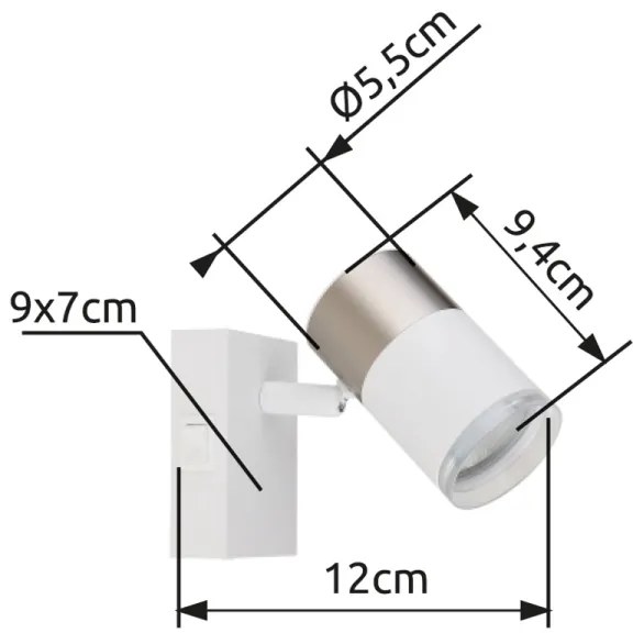 Globo 57851-1 - Faretto da parete BRISBON 1xGU10/25W/230V bianco/cromo