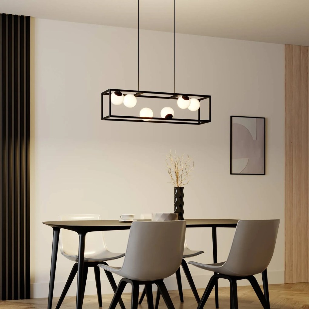 Lampada a sospensione Utopia Lindby, dimmerabile, Nero, Soggiorno / Sala da pranzo, Metallo, Moderno, Lampada a sospensione