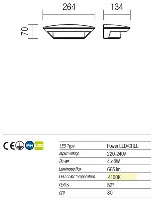 Redo 9407 - Applique a LED da esterno PLATE 4xLED/3W/230V 4100K IP54 antrac