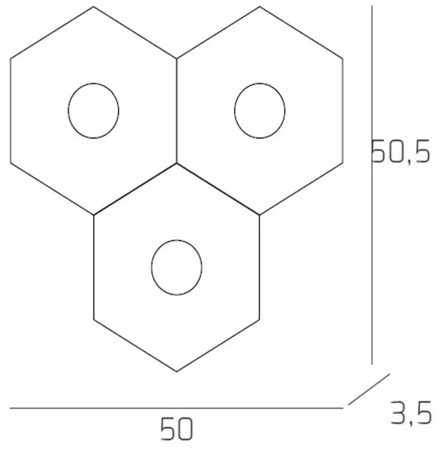 Plafoniera Moderna Hexagon Metallo Foglia Rame 3 Luci Led 12X3W