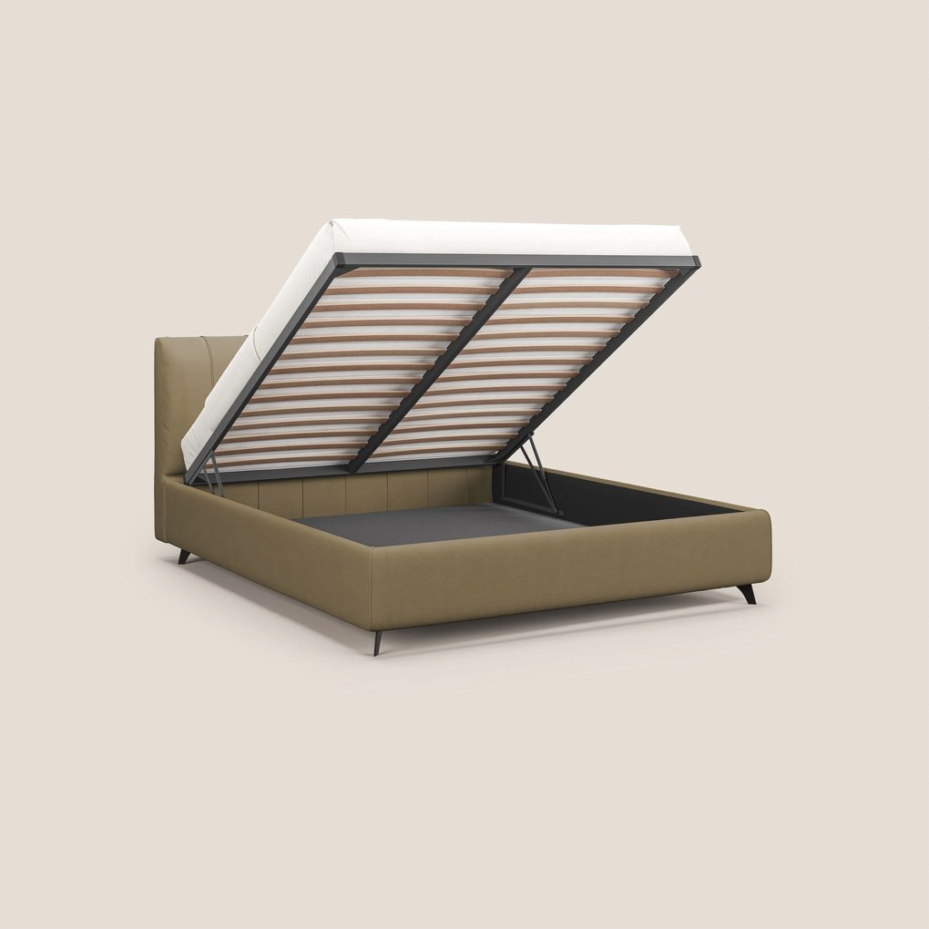 Bogart letto imbottito contenitore completamente sfoderabile in microfibra smacchiabile T11 beige
