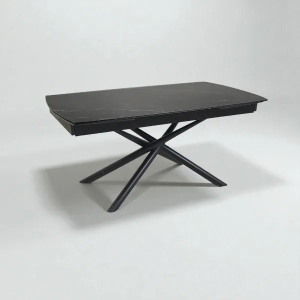 Tavolo allungabile 140-200x90 cm top marmo e gambe nere - VERAL
