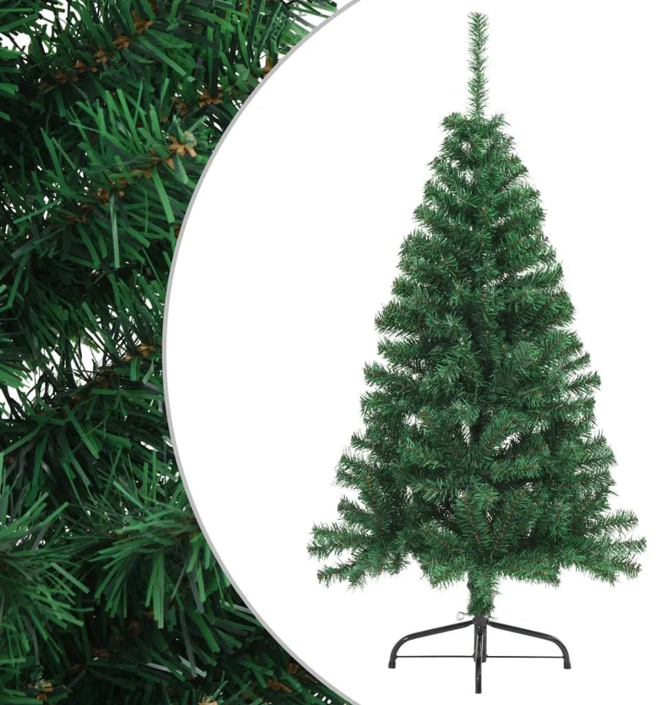 Albero di Natale Artificiale Metà con Supporto Verde in PVC, 150 cm