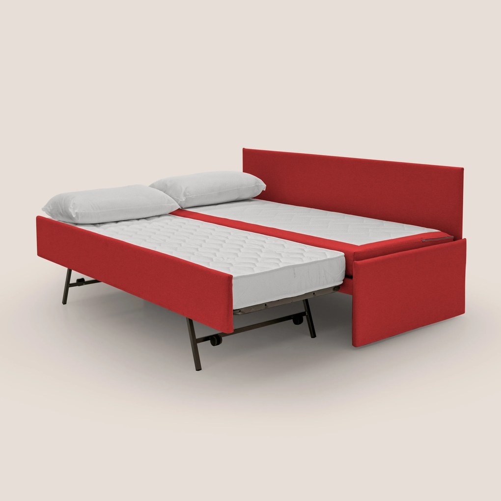 Naviglio Divano duplex con doppio letto in tessuto simil cotone impermeabile T13 rosso