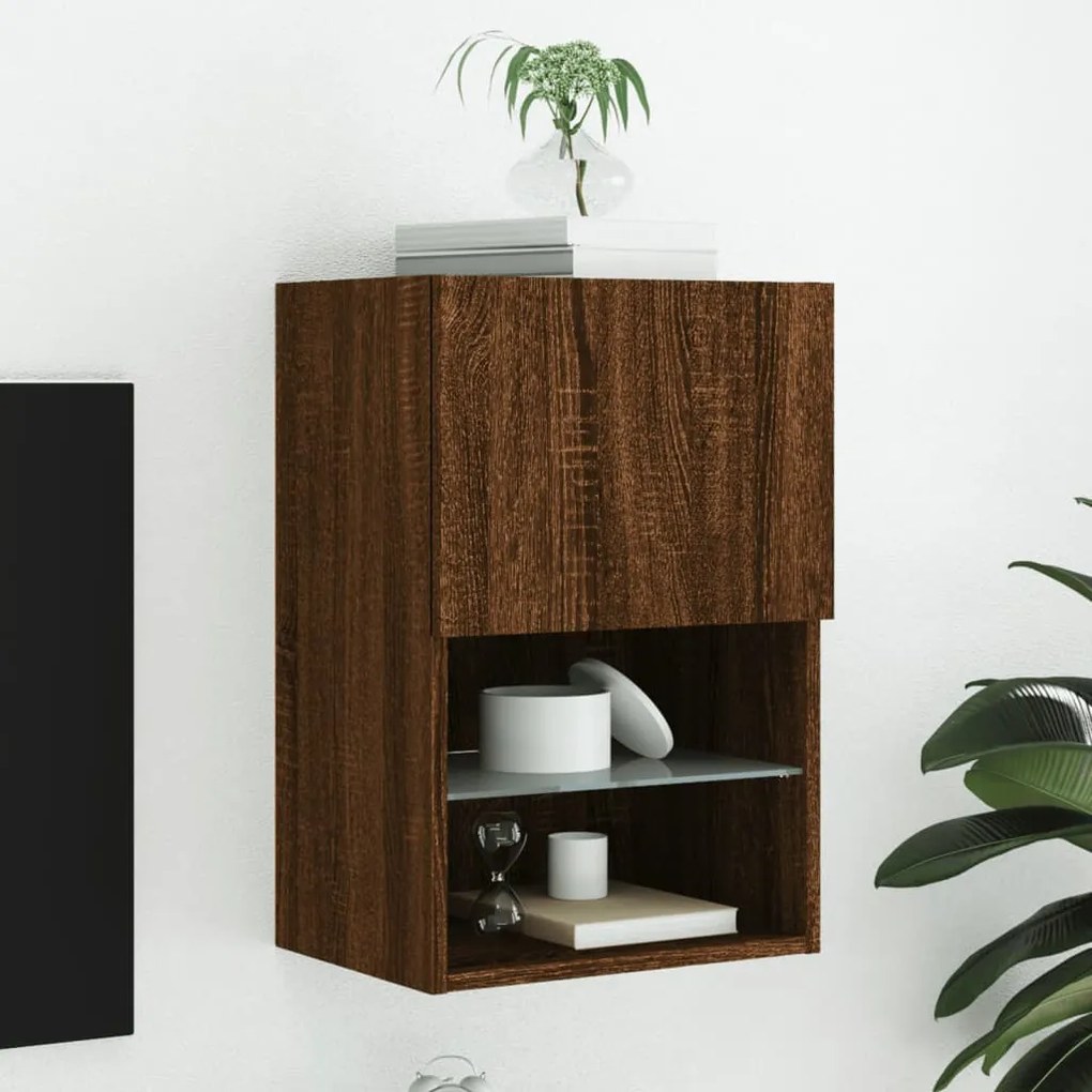 Mobile Tv Con Luci Led Rovere Marrone 40,5x30x60 Cm /