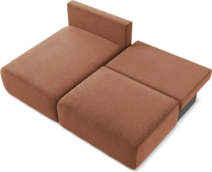 Divano angolare color mattone allungabile/con contenitore (con penisola a sinistra) Kalena – Makamii