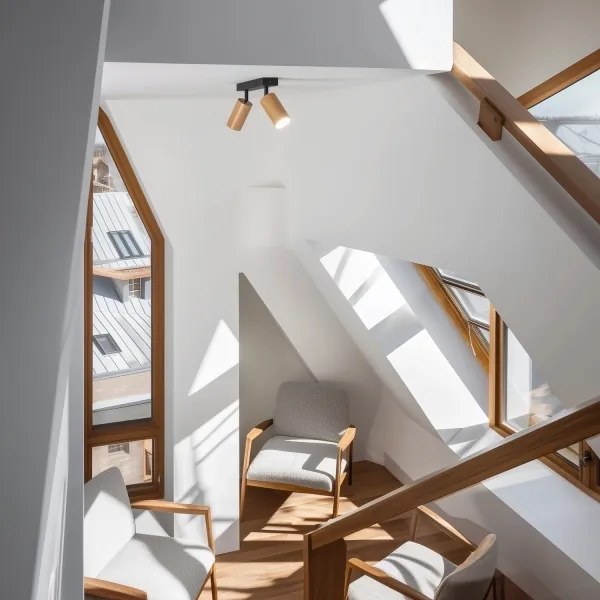 Brilagi - Faretto SELE 2xGU10/30W/230V nero/decorazioni in rovere