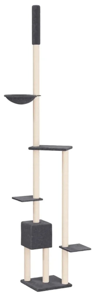 Albero per gatti pavimento soffitto grigio scuro 258,5-284,5 cm