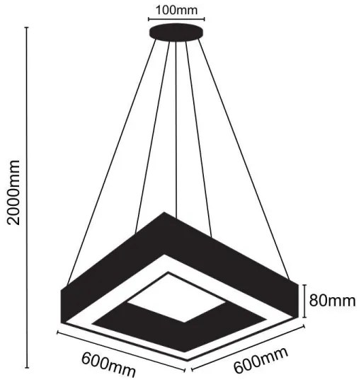 Lampadario LED a sospensione con filo LED/40W/230V 4000K 60x60 cm
