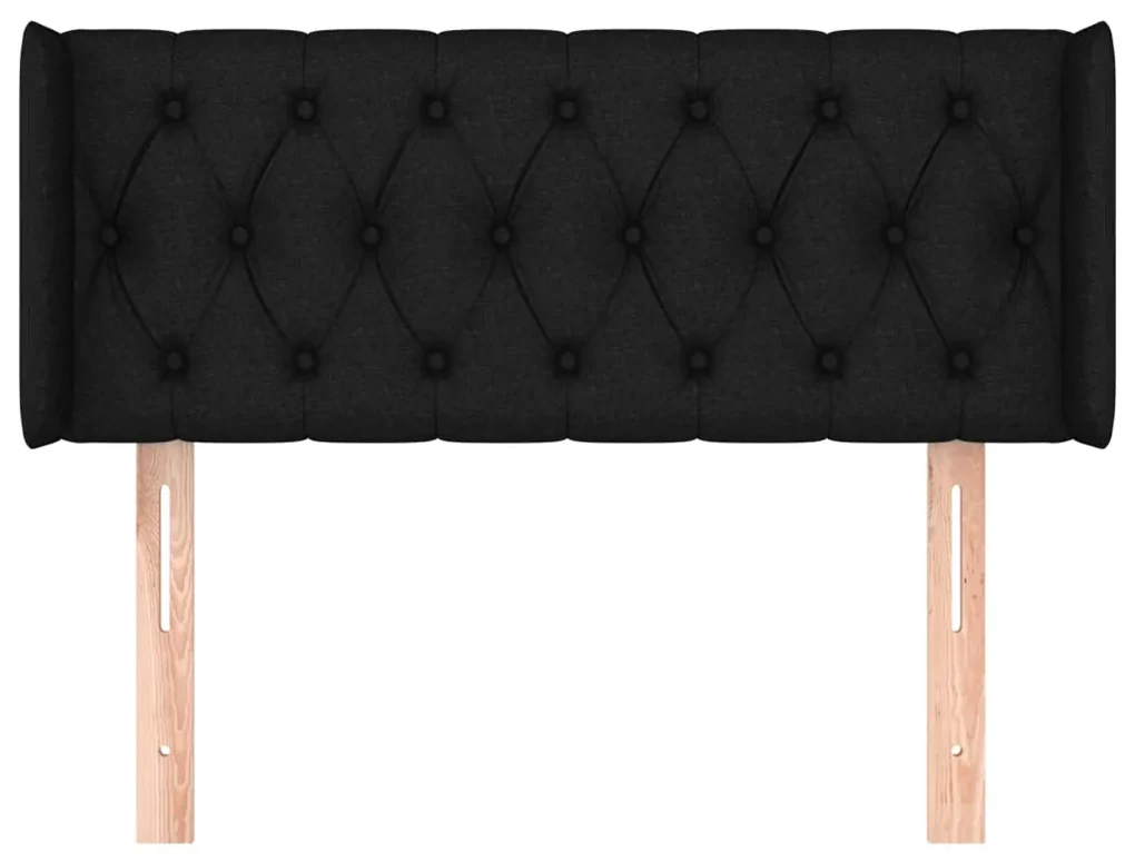 Testiera ad orecchio nera 103x16x78/88 cm in tessuto