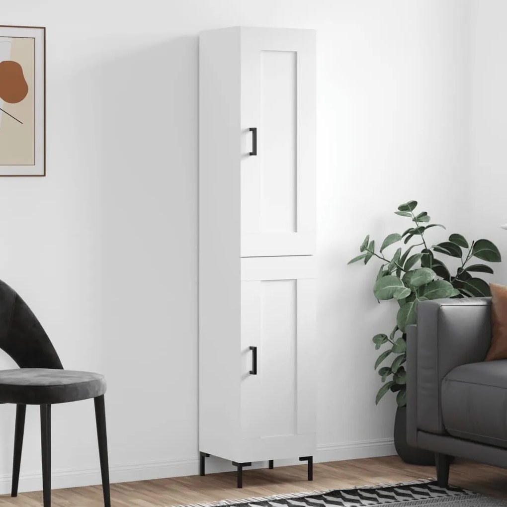 Credenza 34,5x34x180 Cm İn Legno Multistrato Bianco Lucido /