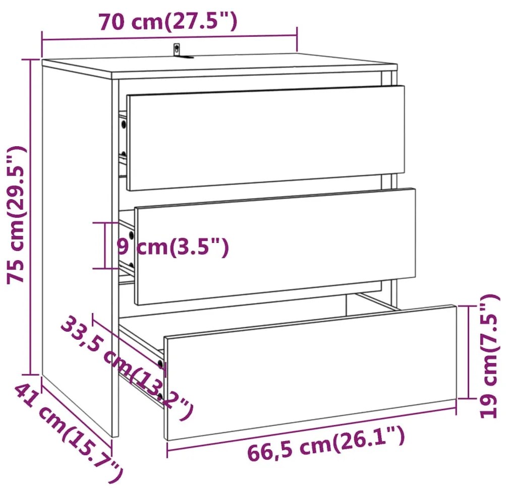 Credenza Rovere Fumo 70x41x75 cm in Truciolato