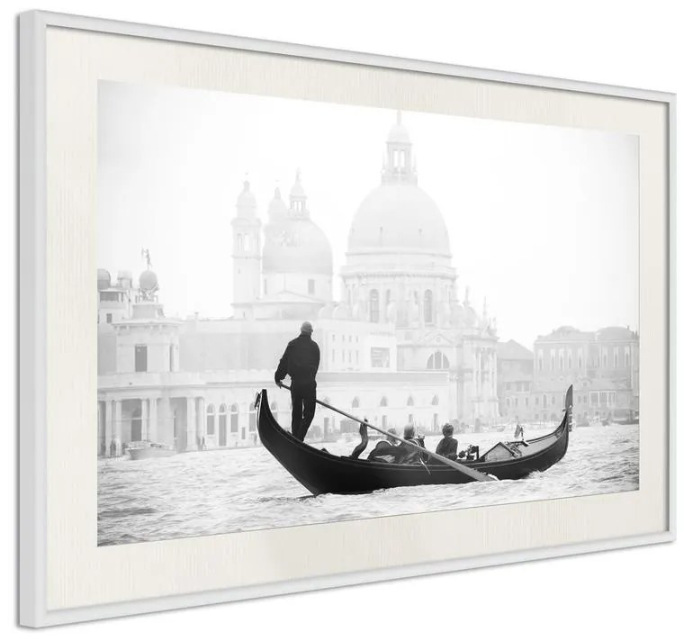 Poster Gondola a Venezia in Canal Grande  Cornice Quadri Cornice nera con pass-partout, Larghezza x Altezza Home decor 30x20