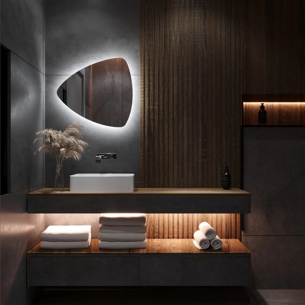 Specchio asimmetrico con luce LED G12