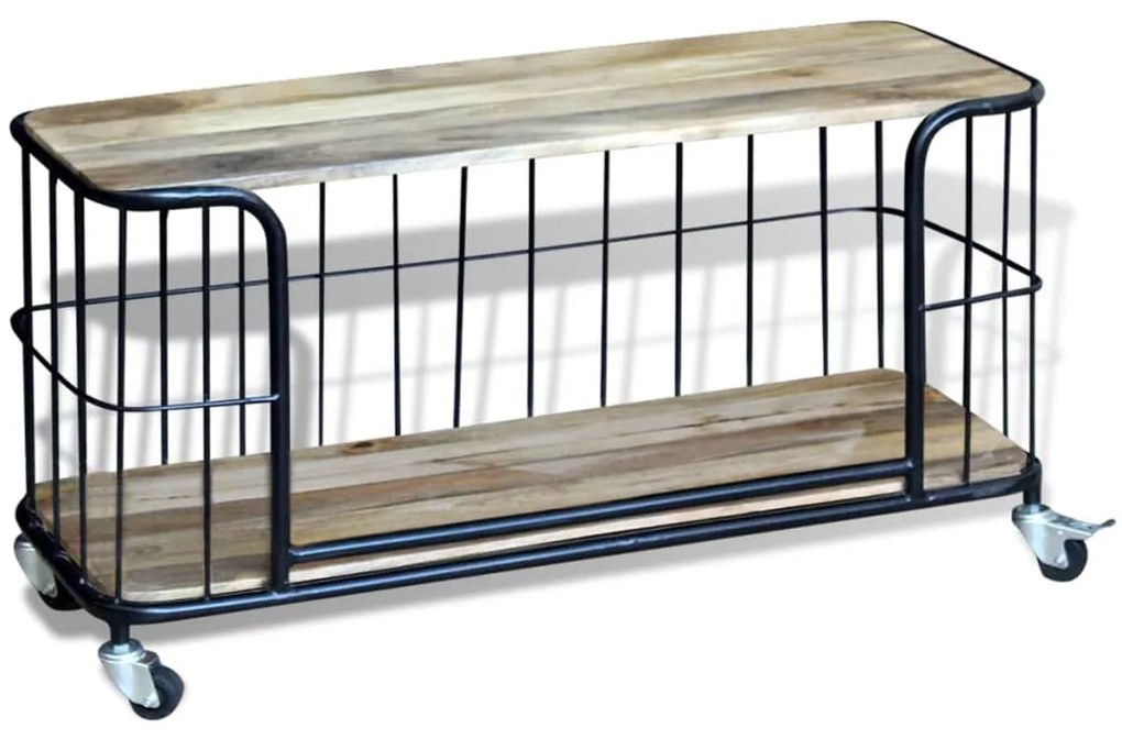 Mobile porta tv in solido legno di mango 100x40x45 cm