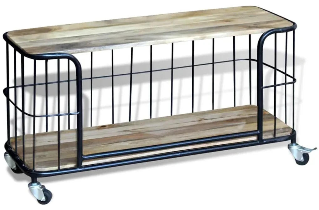 Mobile porta tv in solido legno di mango 100x40x45 cm