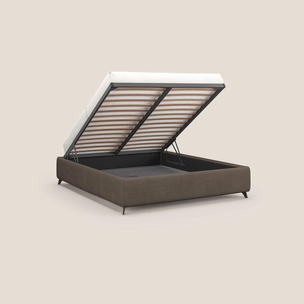 Sara sommier con giroletto contenitore in tessuto impermeabile T02 marrone
