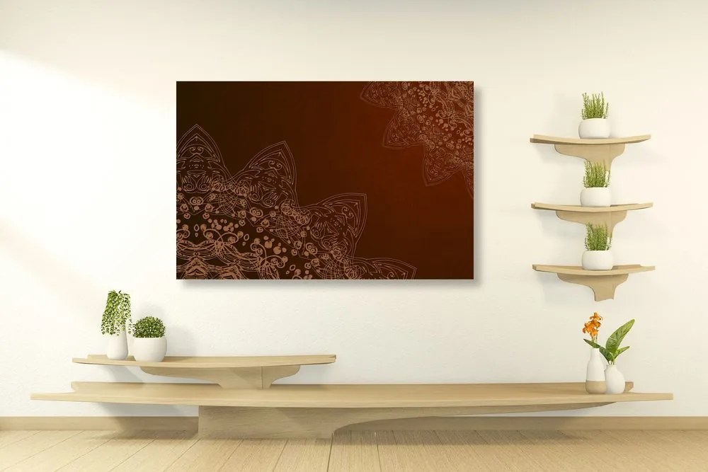 Quadro su tela – Elementi moderni di Mandala in sfumature di marrone