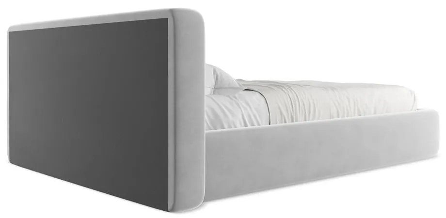 Letto matrimoniale imbottito grigio con contenitore con griglia 140x200 cm Kiana - Makamii