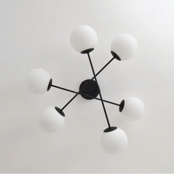 Lampadario a plafone MOON 6xE27/15W/230V nero