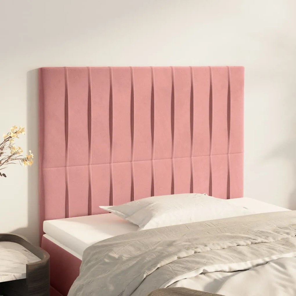 Testiera 2 Pz Rosa 80x5x78/88 Cm İn Velluto /