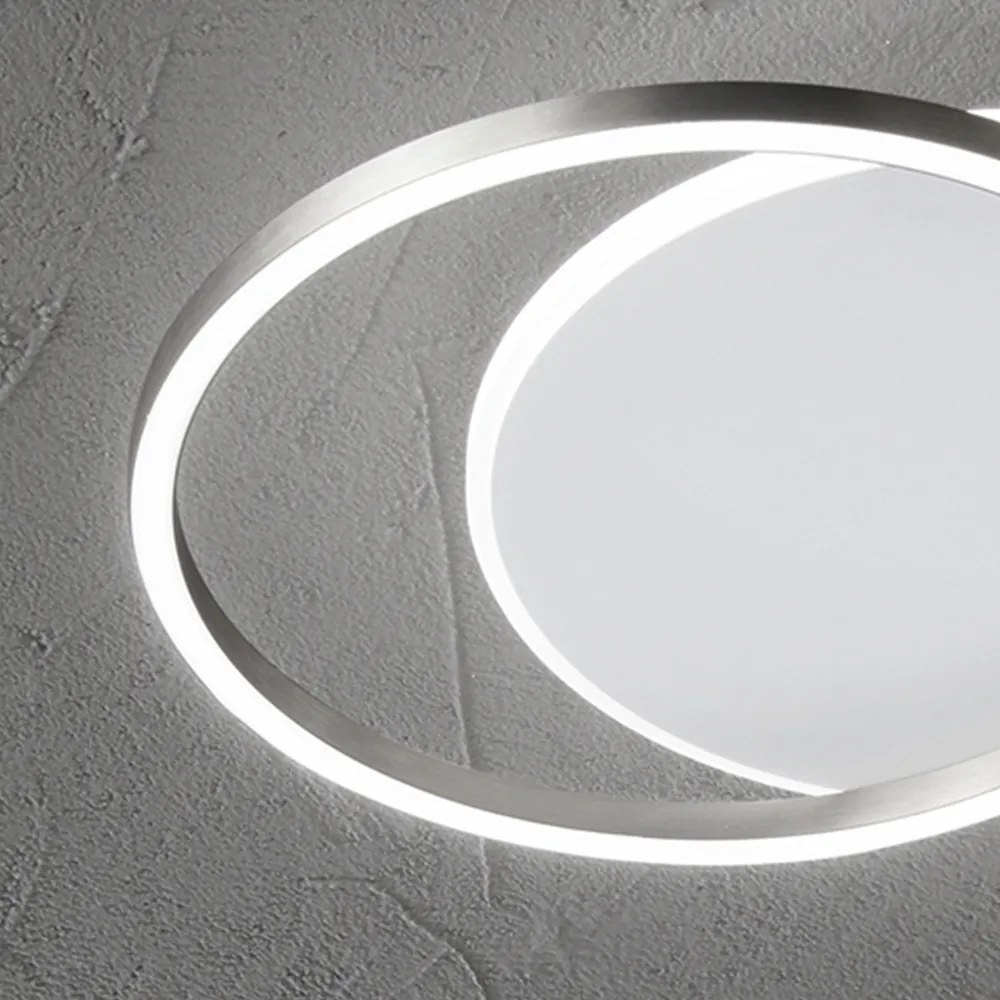 Plafoniera Contemporanea Orbit Alluminio Bianco Grigio Led Integrato 43W